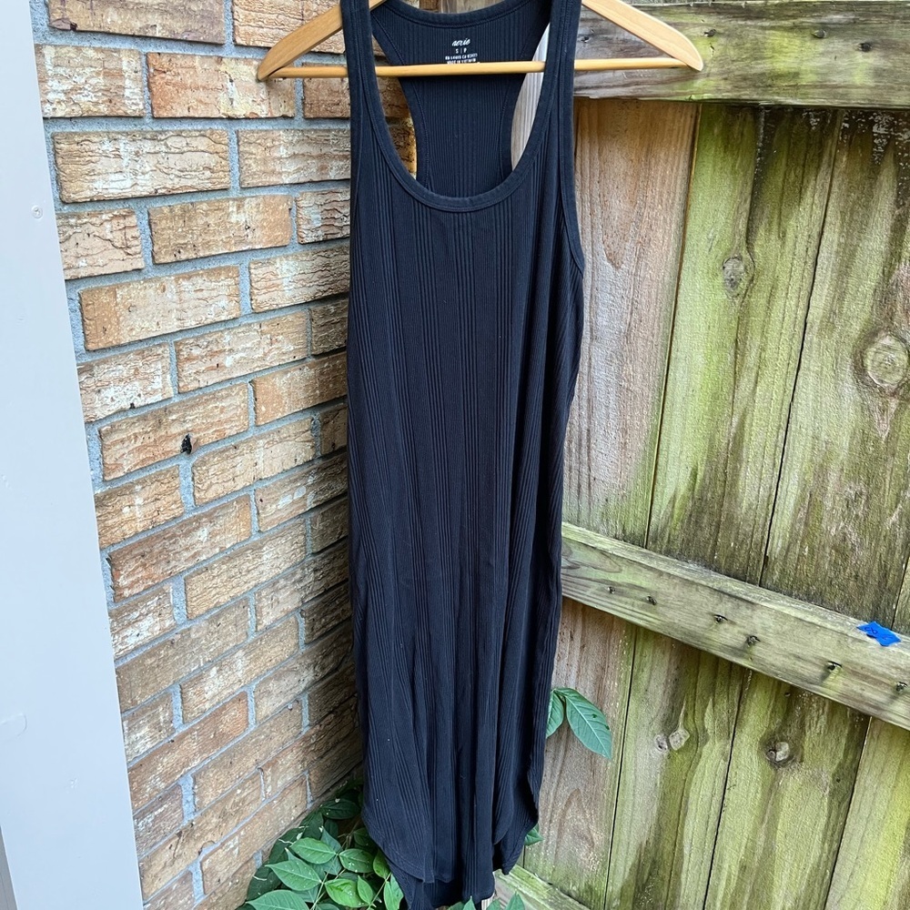 Aerie Black Ribbed Maxi Dress